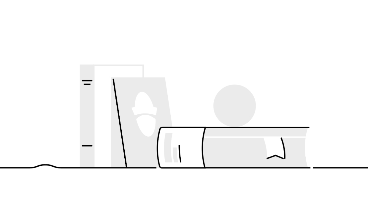 Line illustration of stack of books